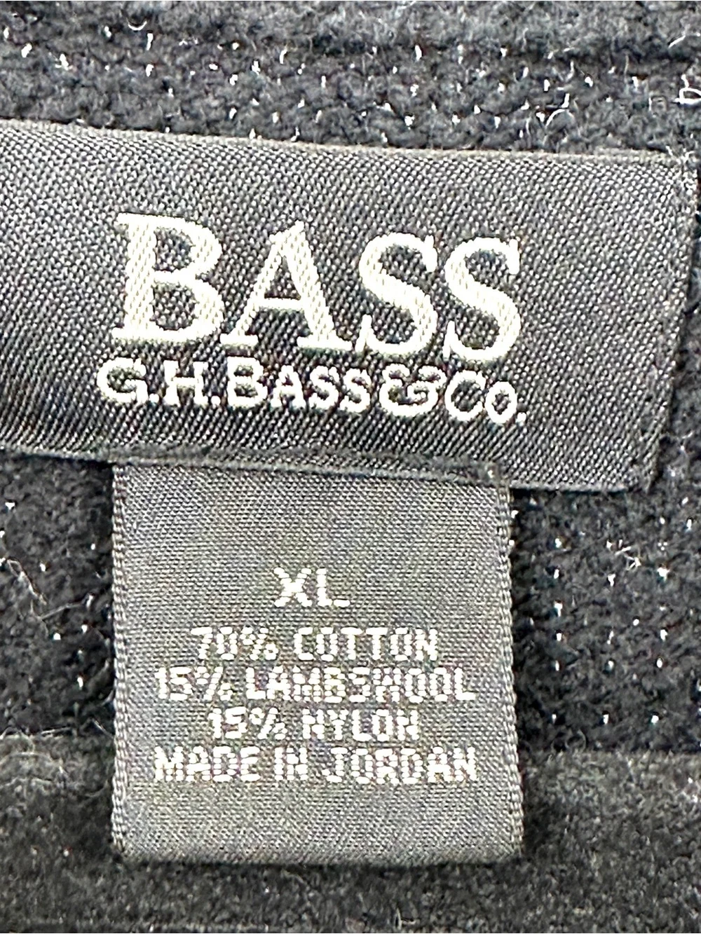 Vintage Men’s XL G.H. Bass & Co. Black and Gray Geometric Crewneck Sweater Wool